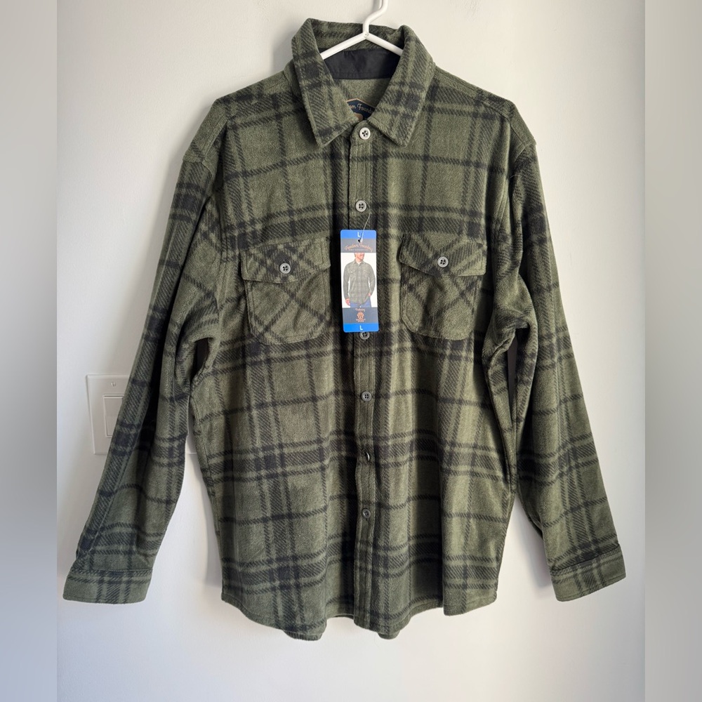 Freedom Foundry Mens Lightweight Plush Plaid Fleece Shirt Men’s Large NEW